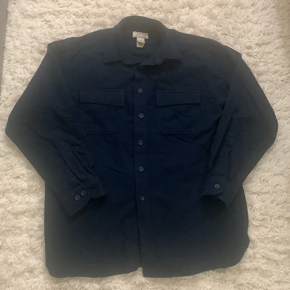 L.L. Bean Navy Blue Chamois Button Down Shirt